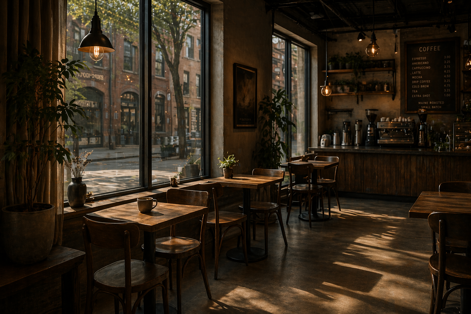 Warm seating area with window light