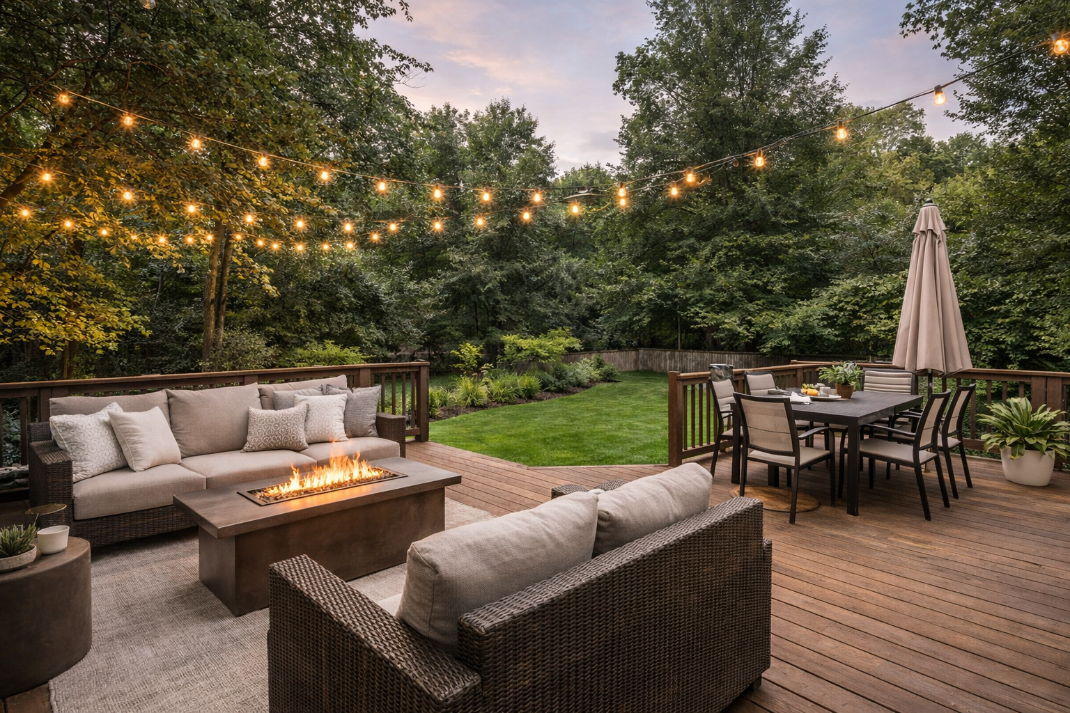 Back deck and backyard